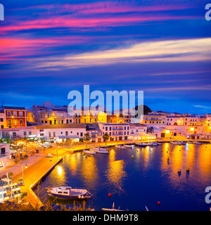 Calasfonts Cales Fonts Port sunset in Mahon at Balearic islands Stock Photo