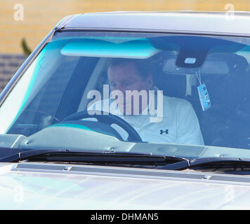 Harry Redknapp in his Range Rover Tottenham Hotspur players and management at the Spurs training ground and village in Essex Essex, England - 30.04.12 Stock Photo