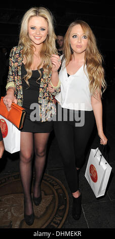 Emily Attack and Martha Attack leaving FHM's 100 Sexiest Women In The World 2012 party at Proud Cabaret. London, England - 01.05.12 Stock Photo