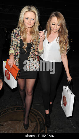 Emily Attack and Martha Attack leaving FHM's 100 Sexiest Women In The World 2012 party at Proud Cabaret. London, England - 01.05.12 Stock Photo