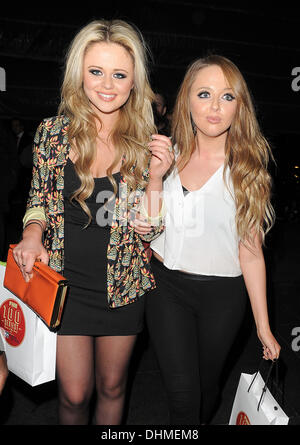 Emily Attack and Martha Attack leaving FHM's 100 Sexiest Women In The World 2012 party at Proud Cabaret. London, England - 01.05.12 Stock Photo