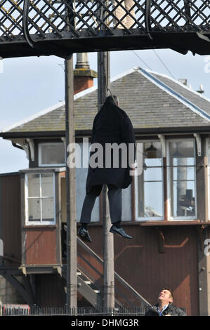 A hanging scene being filmed for the movie 'The Railway Man' Scotland - 02.05.12 Stock Photo