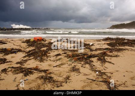 Contamination in Zurriola beach, Donostia - San Sebastián, Basque Country Stock Photo