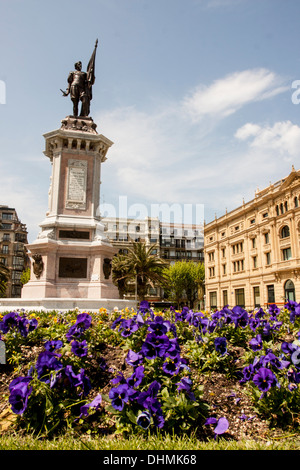 Okendo Square and Victoria Eugenia teatre, Donostia - San Sebastián, Basque Country Stock Photo