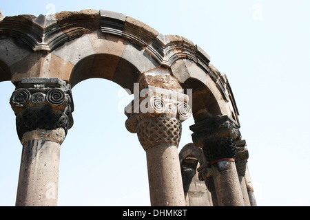 The 7th century Zvartnots Cathedral ruins in Armenia, UNESCO World Heritage Site. Stock Photo