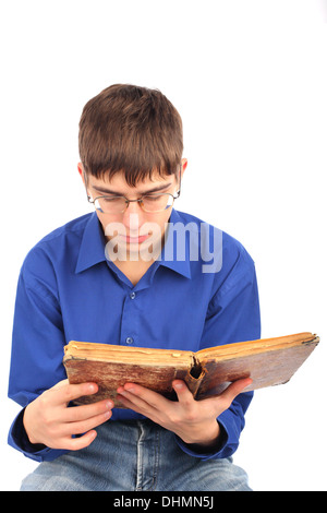 teenager with old book Stock Photo