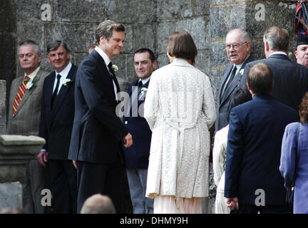 Colin Firth and Nicole Kidman  filming a wedding scene of the new movie 'The Railway Man'  Fife, Scotland - 05.05.12 Stock Photo