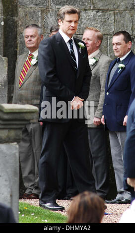 Colin Firth filming a wedding scene of the new movie 'The Railway Man'  Fife, Scotland - 05.05.12 Stock Photo