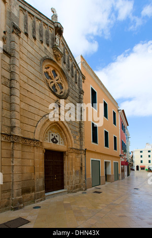 Ciutadella Menorca carrer Mao church downtown in Ciudadela Balearic Islands Stock Photo