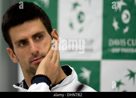 Beograd, Serbia. 13th November 2013. Novak Djokovic (SRB) pictured during press conference of the Serbia national tennis team in Beograd, Serbia on November 13, 2013. Czech Republic plays against Serbia in the Davis Cup finals from November 15. (CTK Photo/Michal Kamaryt/Alamy Live News) Stock Photo