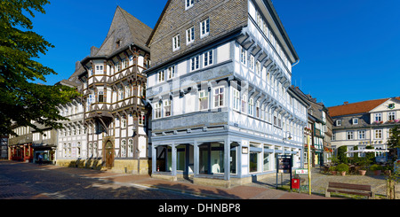 Half-timbered houses in the Marktstrasse, Goslar, Lower Saxony, Germany Stock Photo