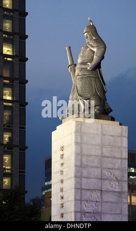 South Korea, Seoul, Admiral Yi Sun-sin statue, Stock Photo