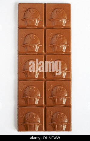 New Wonka Chocolate Nice Cream flavoured chocolate bar out of wrapper isolated on white background