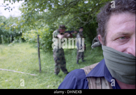 The 'Forest Brothers', Georgian guerrilla group, on recognition in Gali district, Southern Abkhazia, in 2002 Stock Photo