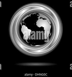 Abstract silver ring and globe. Vector logo eps 10 Stock Photo