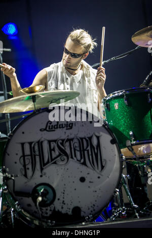 Assago Milan Italy. 12th November 2013. The American hard rock band HALESTORM performs live at Mediolanum Forum opening the show of Alter Bridge © Rodolfo Sassano/Alamy Live News Stock Photo