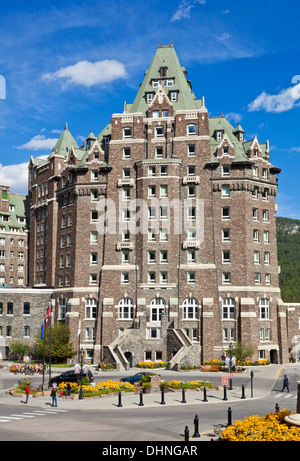 The Fairmont Banff Springs Hotel front entrance in Banff, National Park ...