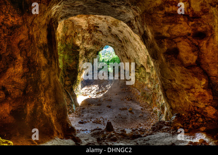 Menorca Cova dels Coloms Pigeons cave in es Mitjorn at Balearic island Stock Photo