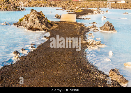 Gravel narrow path in Blue Lagoon - Iceland Stock Photo