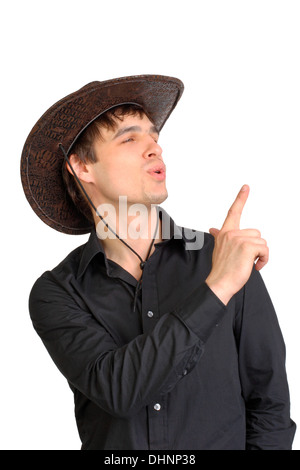 Man in white stetson cowboy hat Stock Photo - Alamy