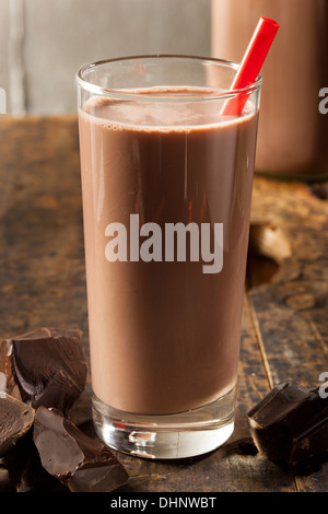 Refreshing Delicious Chocolate Milk with Real Cocoa Stock Photo