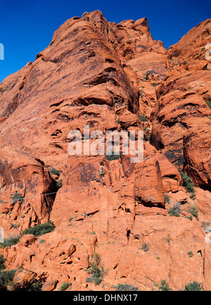 Man on highline at Red Rock Canyon National Conservation Area near Las Vegas Stock Photo