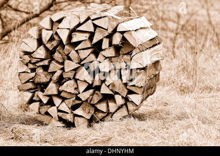 stere packaged beech wood sepia Stock Photo