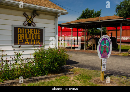 The Rochelle Railroad Park in Rochelle, Illinois, a town along the