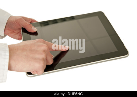 hands on digital-tablet Stock Photo