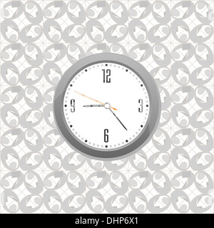 grey clock on wall pattern style background Stock Photo