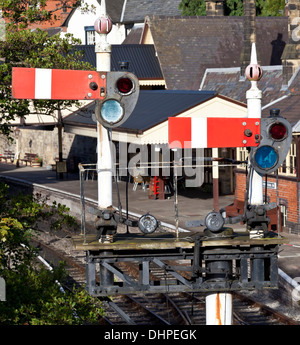 Old railway signals Stock Photo