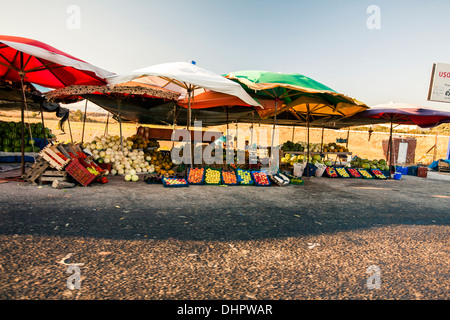 Stall by the street with local fruits and vegetables. Turkey 2013 Stock Photo