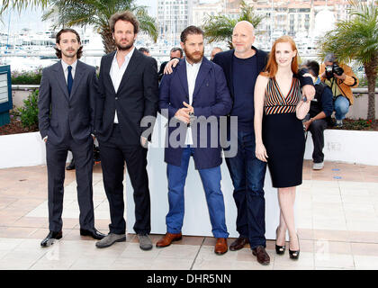 Shia Labeouf, Jason Clarke, Tom Hardy, John Hillcoat, Jessica Chastain  'Lawless' photocall during the 65th Annual Cannes Film Festival Cannes,  France - 19.05.12 Stock Photo - Alamy