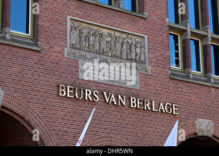 Facade of the Beurs van Berlage in Amsterdam, Netherlands Stock Photo