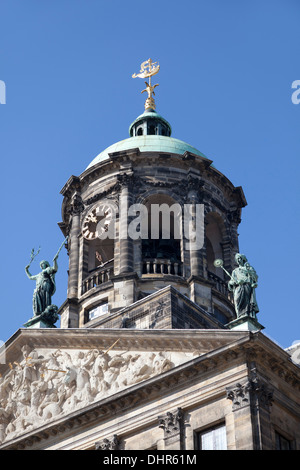 Tower of the Royal Palace in Amsterdam, Netherlands Stock Photo