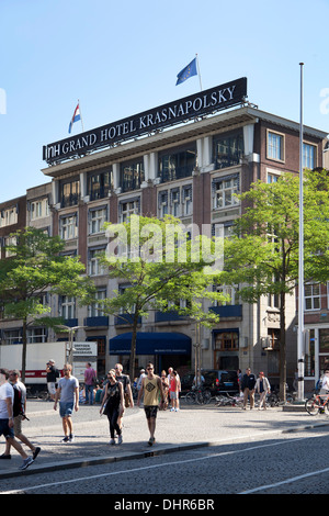 Facade of Grand hotel Krasnapolsky in Amsterdam, Netherlands Stock Photo