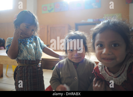 Guatemalan indigenous children at preschool in Tierra Linda, Solola, Guatemala. Stock Photo