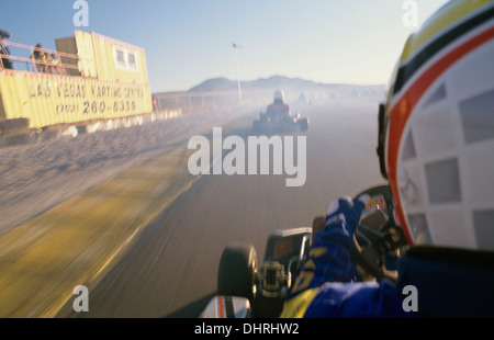 Go kart cart racing at racetrack at Butlins holiday camp Skegness ...