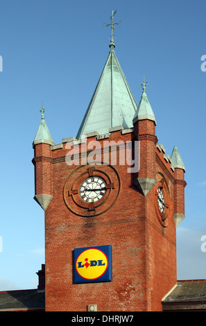 Lidl housed in former Victorian railway station in Newcastle Co. Down, Northern Ireland Stock Photo