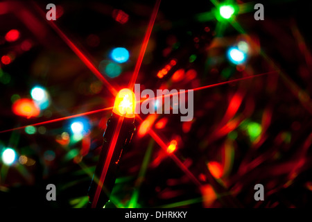 christmas lights closeup shiny star Stock Photo