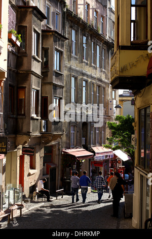 An old street in Beyoglu, Istanbul, Republic of Turkey Stock Photo