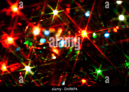 christmas lights closeup shiny star Stock Photo