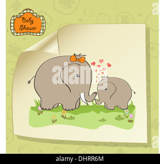 baby shower card with baby elephant and his mother Stock Photo - Alamy
