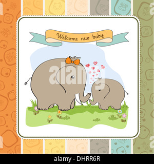 baby shower card with baby elephant and his mother Stock Photo - Alamy