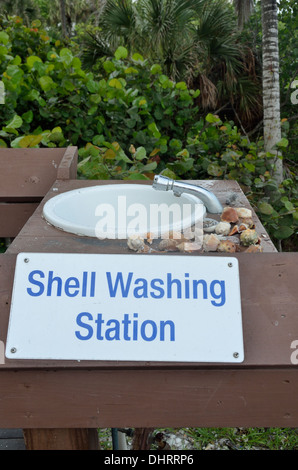 Seashell washing station at the Hilton Resort on Marco Island, Florida Stock Photo