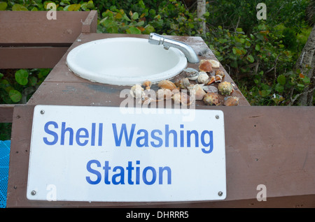 Seashell washing station at the Hilton Resort on Marco Island, Florida Stock Photo