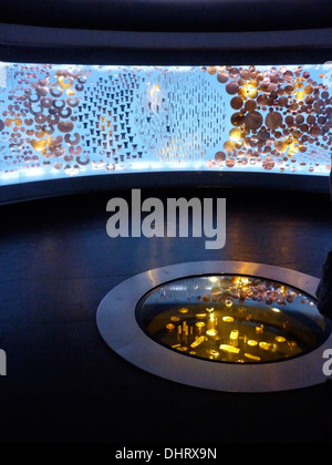 Gold artifacts on exhibit at the Mueso del Oro, Bogota, Colombia Stock Photo