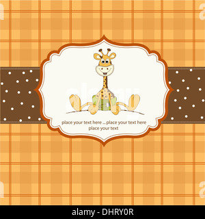 baby shower card with baby giraffe, vector illustration Stock Photo - Alamy