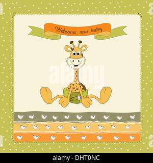 baby shower card with baby giraffe, vector illustration Stock Photo - Alamy
