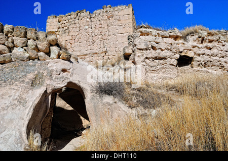 overbuilt cave dwellings in Turkey Cavusin Stock Photo
